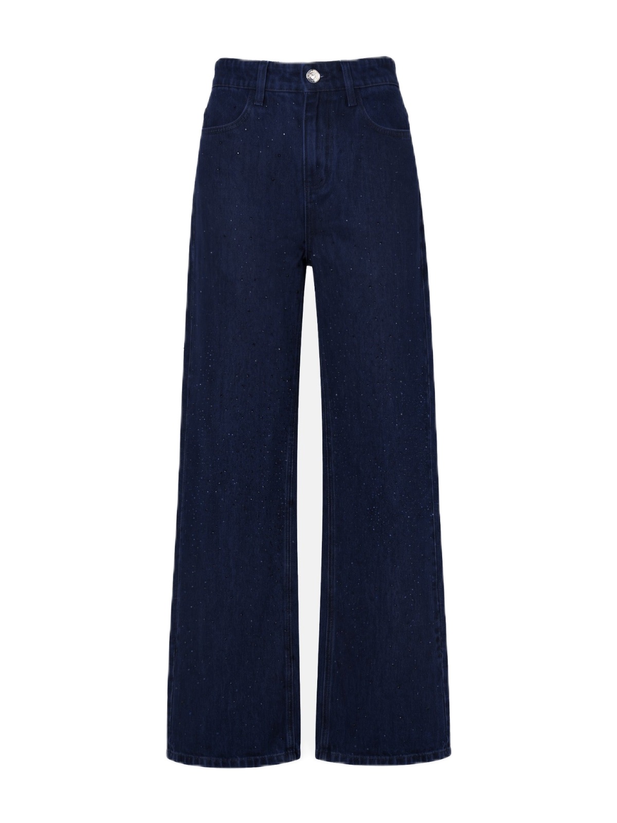 Pantaloni denim blu con strass degrad&eacute; e chiusura a bottone TWENTYFOURHAITCH