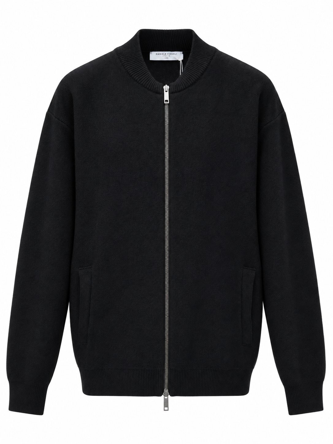 Giubbotto bomber con zip doppio cursore DANIELE FIESOLI in piquet nei colori nero e moro
