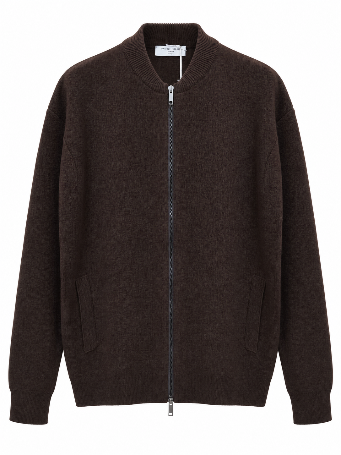 Giubbotto bomber con zip doppio cursore DANIELE FIESOLI in piquet nei colori nero e moro