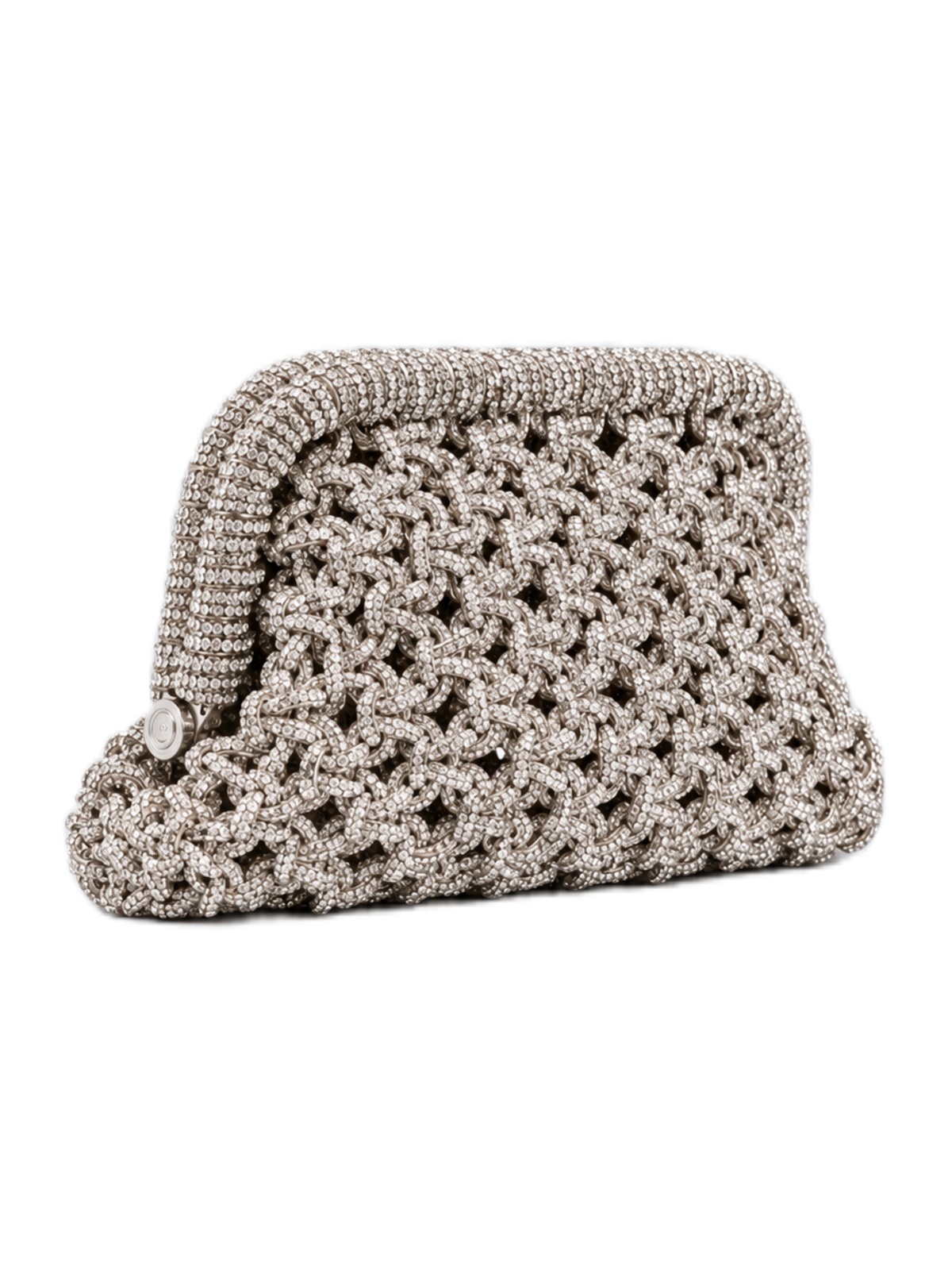 Borsa Kaira TWENTYFOURHAITCH colore argento con trama intrecciata a maglia e chiusura rigida superiore