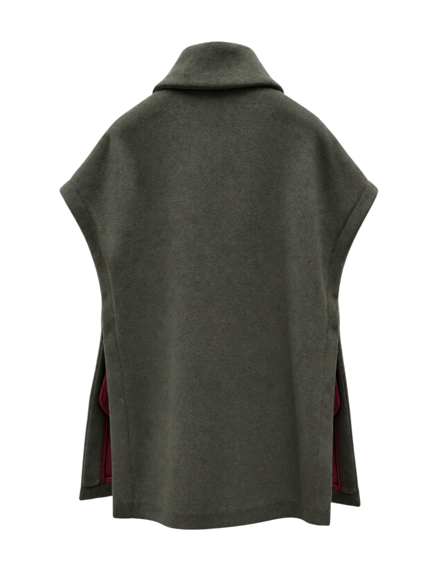 Cappotto senza maniche colore militare Calamo WEAR con collo alto, chiusura a bottoni e tasche laterali