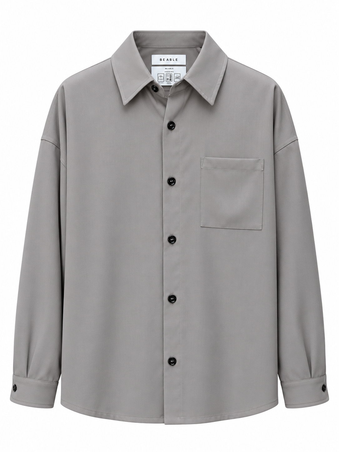 Camicia OFFICINE SRL nero e stucco con colletto classico e taschino a petto