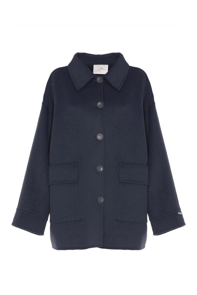 Cappotto boxy in lana · BLACK