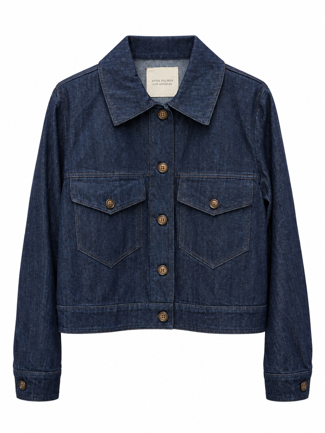 Cappotto tinta unita ANNA PALMER LOS ANGELES in jeans blu con chiusura a bottoni e tasche frontali
