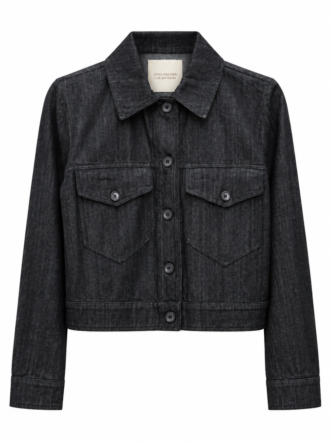 Cappotto tinta unita ANNA PALMER LOS ANGELES in jeans blu con chiusura a bottoni e tasche frontali