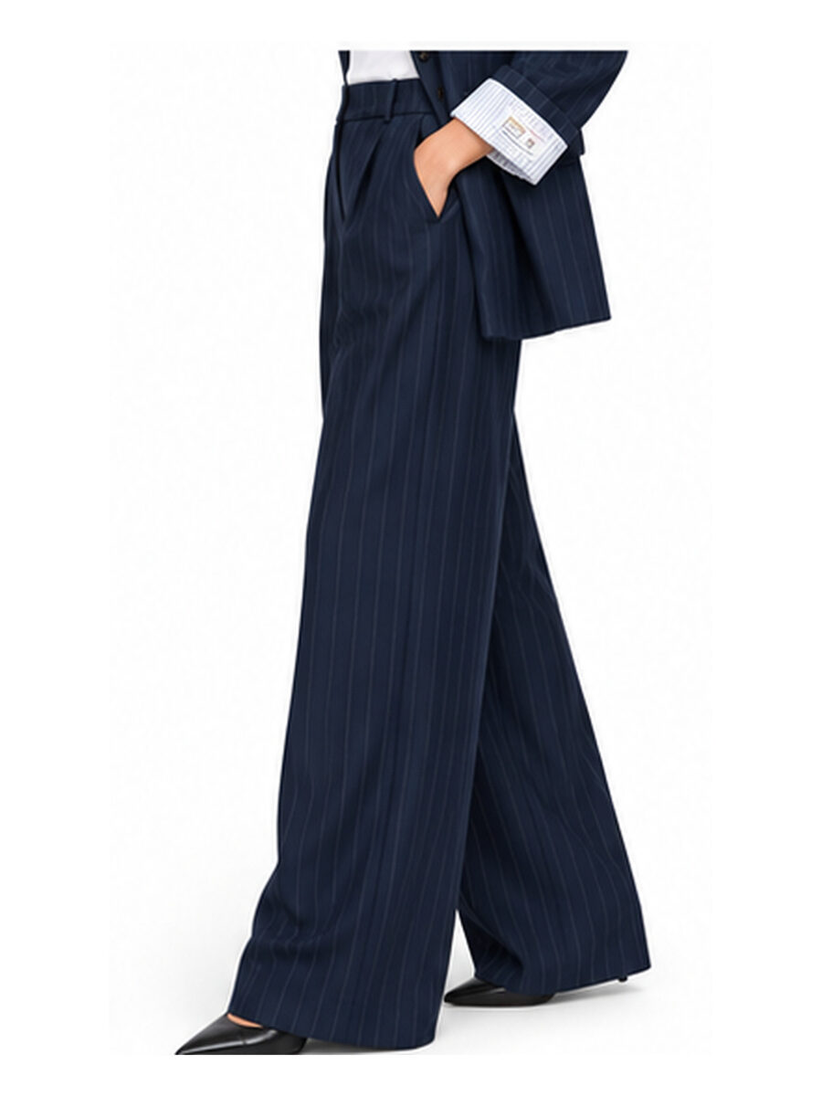 Pantaloni blu a gamba ampia Charm di DEPARTMENT FIVE con pieghe e tasche laterali