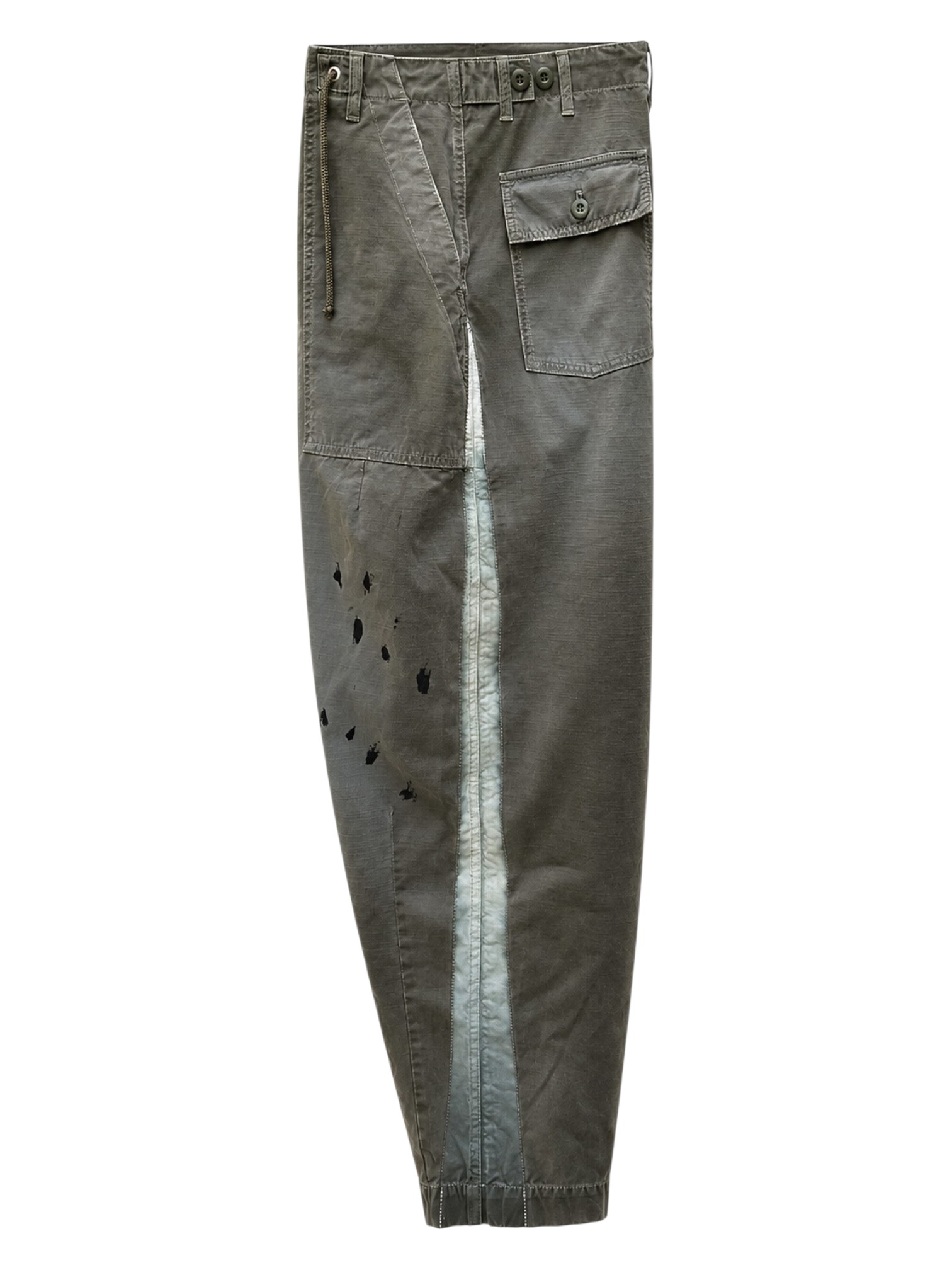 Pantalone Skunk DEPARTMENT FIVE colore militare 719 con dettagli bianchi di vernice, modello dritto
