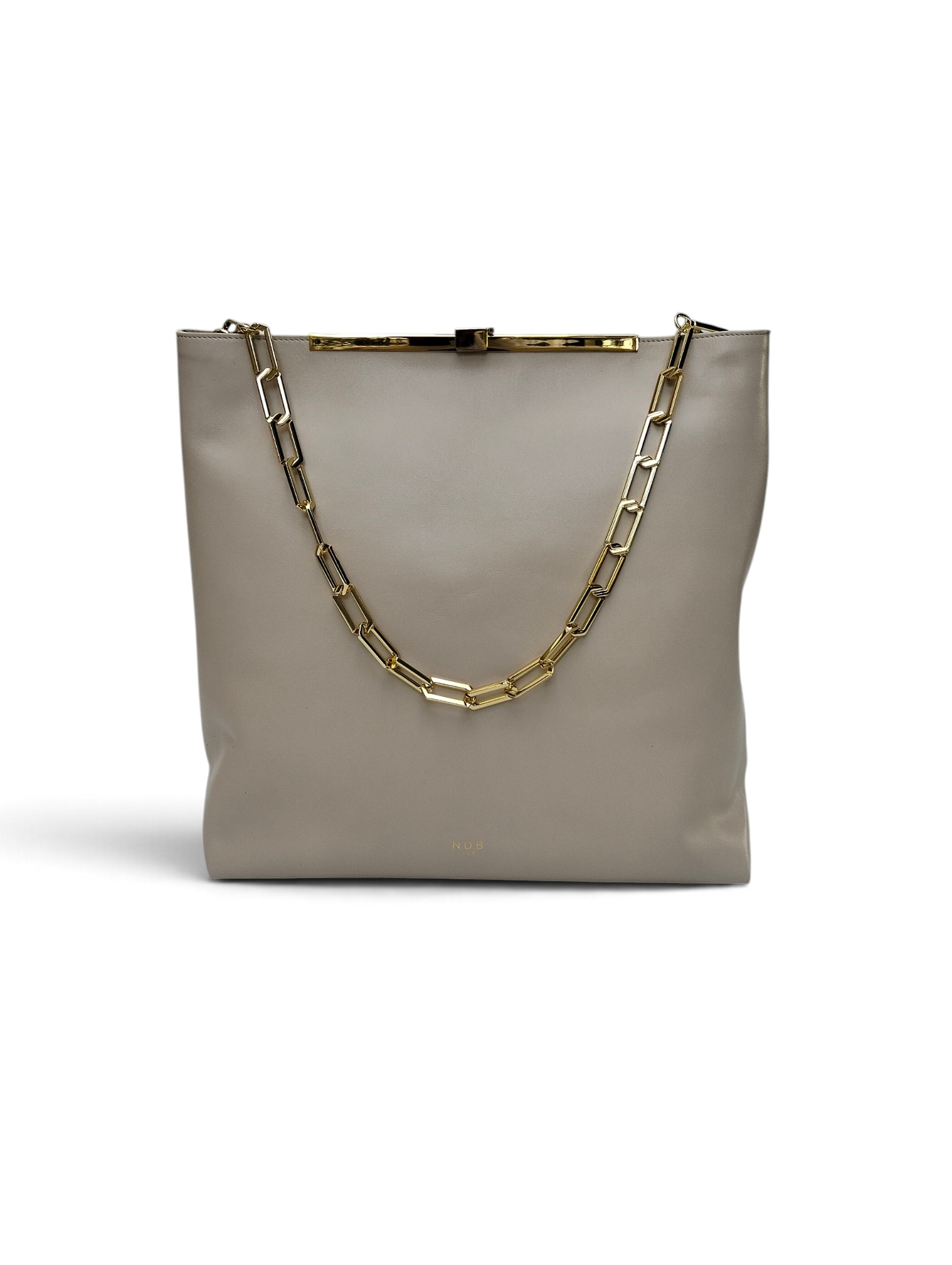 Borsa EMILY LARGE n d b in pelle eros nero con chiusura e catena in metallo dorato e tracolla in pelle