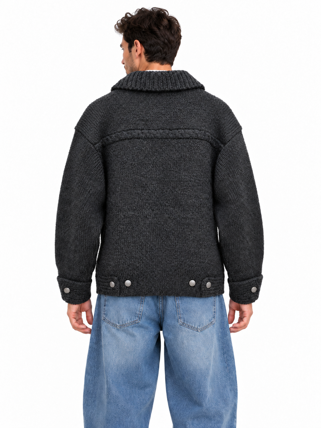 Giubbotto in maglia grigio scuro ROY ROGER'S WORKWEAR con zip e tasca frontale con zip obliqua