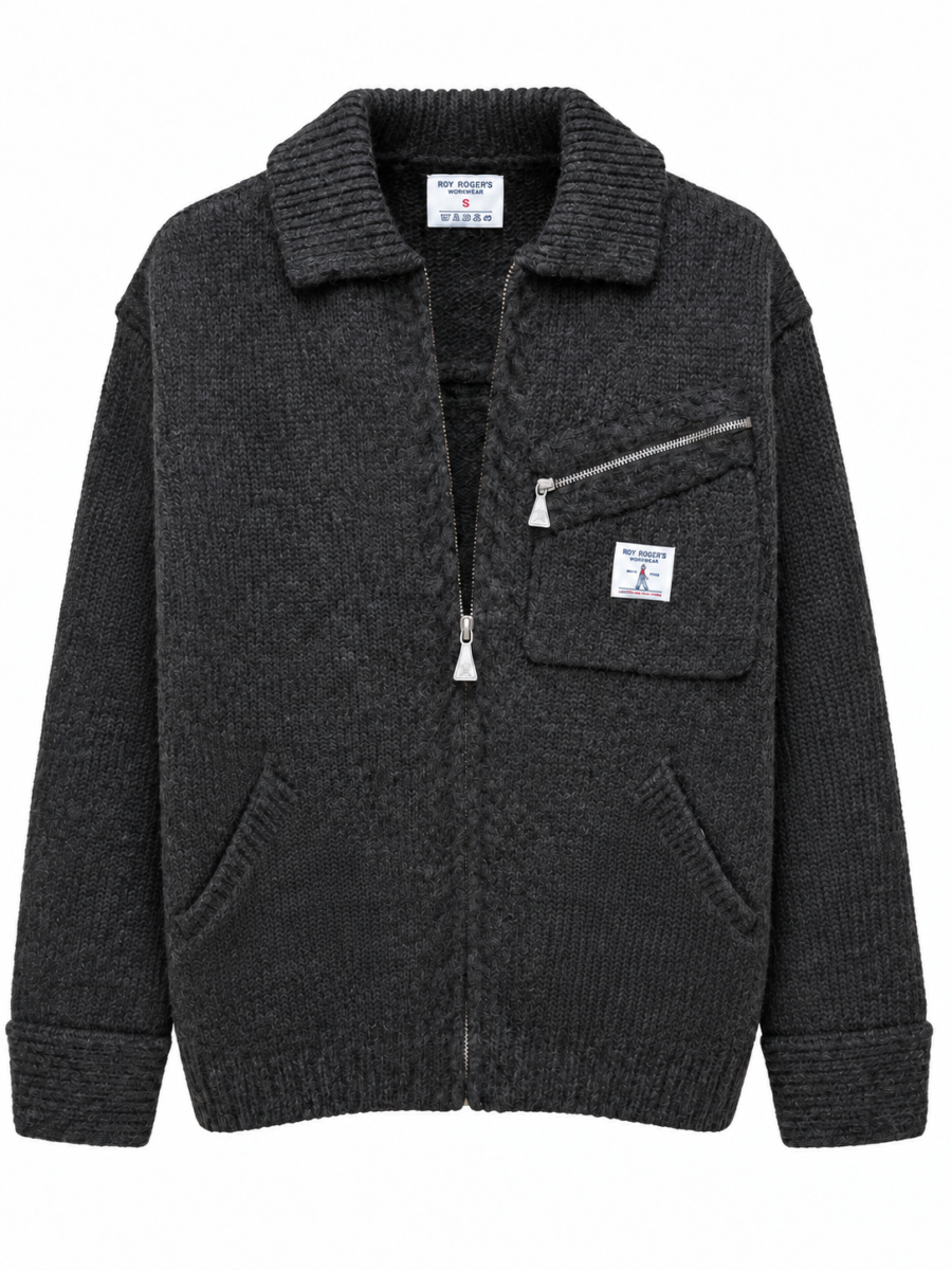 Giubbotto in maglia grigio scuro ROY ROGER'S WORKWEAR con zip e tasca frontale con zip obliqua