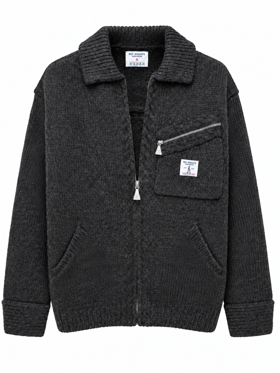 Giubbotto in maglia grigio scuro ROY ROGER'S WORKWEAR con zip e tasca frontale con zip obliqua