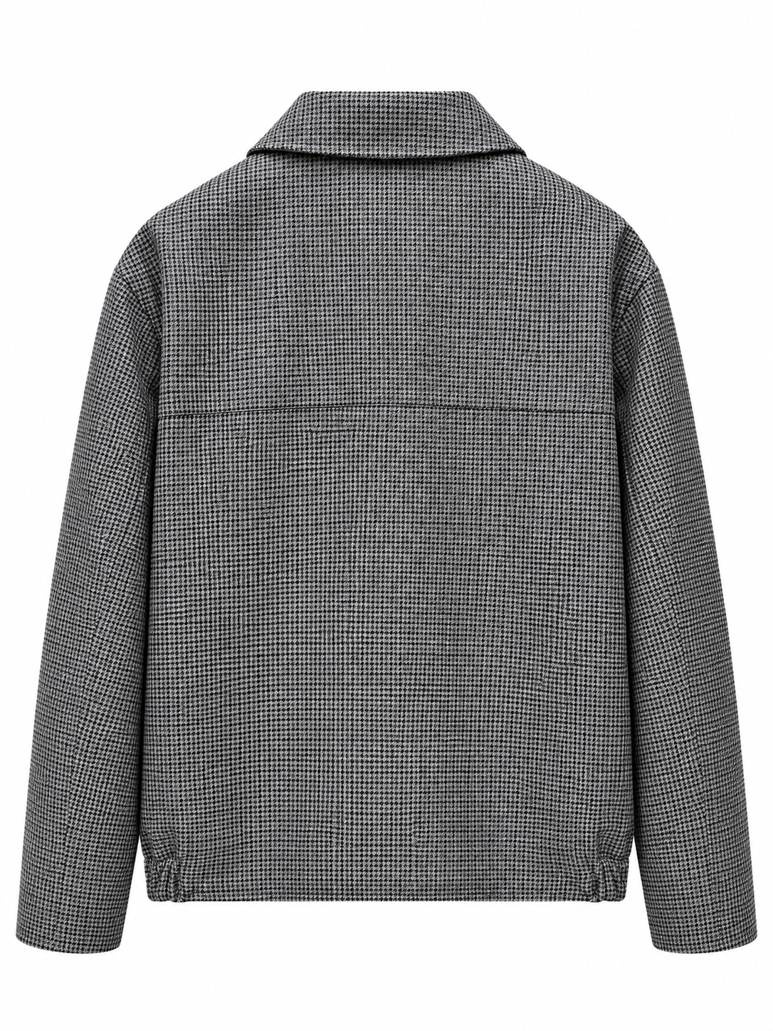 Giubbotto OFFICINE SRL pied de poule nero e grigio con zip doppio cursore e collo a punta