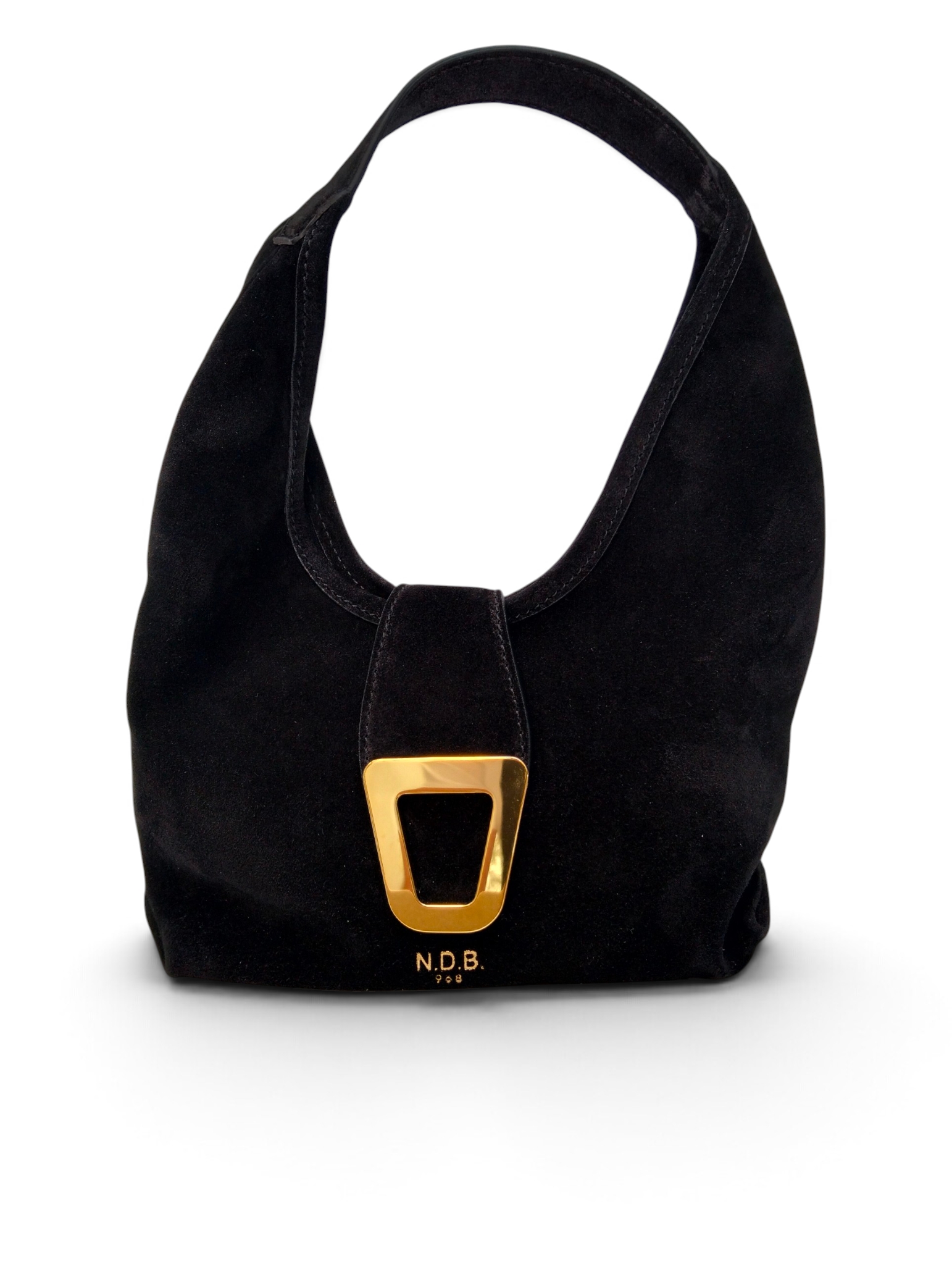 Mini borsa KATE SMALL in camoscio nero con accessorio metallico dorato firmata N D B