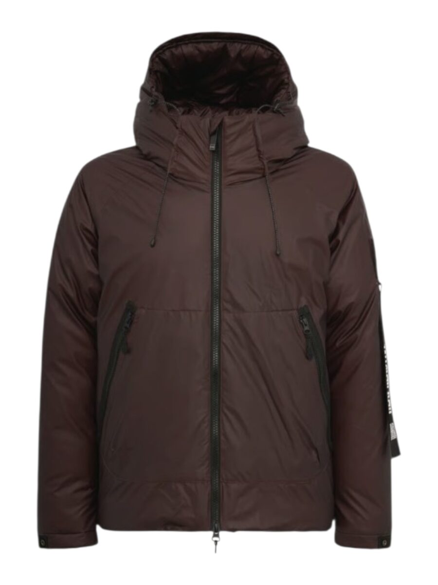 Giubbino Mudrop outhere chocolat con cappuccio, zip frontale e tasche zip