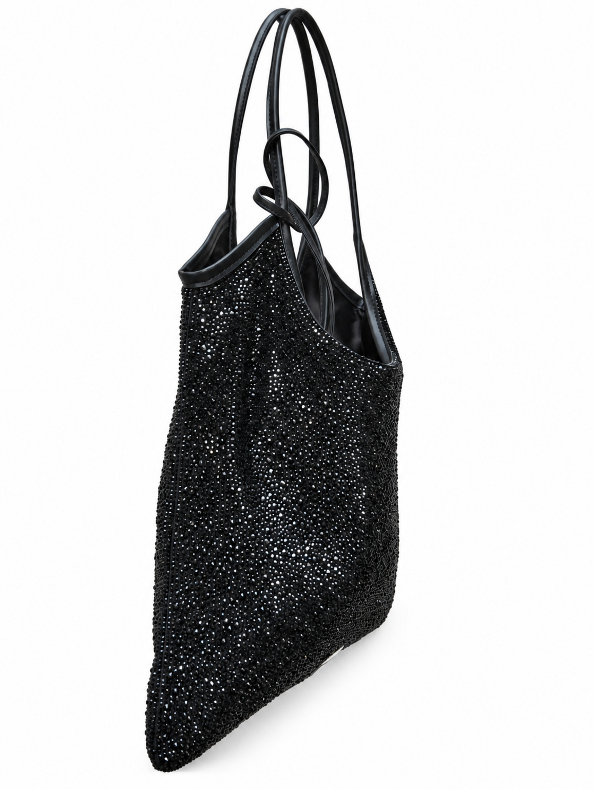 Maxi bag nera TWENTYFOURHAITCH con dettagli luminosi e doppi manici sottili