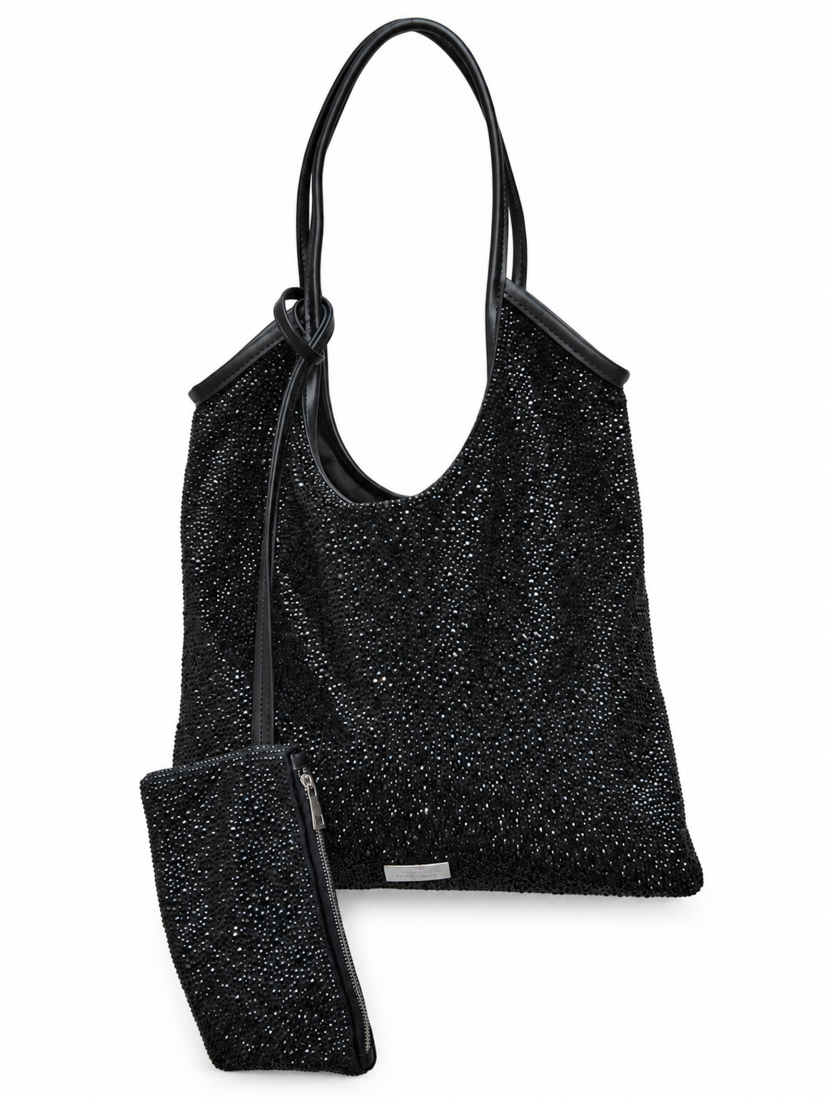 Maxi bag nera TWENTYFOURHAITCH con dettagli luminosi e doppi manici sottili