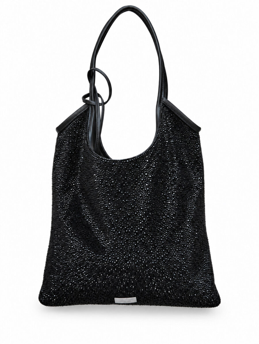Maxi bag nera TWENTYFOURHAITCH con dettagli luminosi e doppi manici sottili