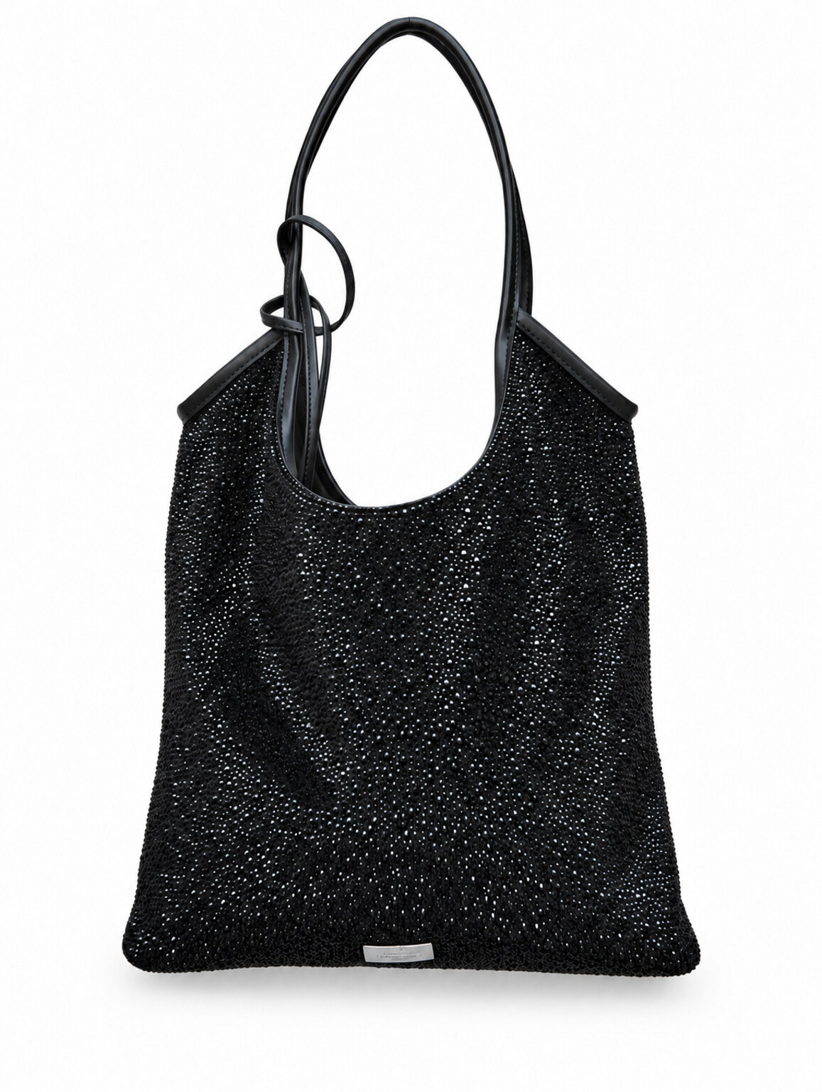 Maxi bag nera TWENTYFOURHAITCH con dettagli luminosi e doppi manici sottili