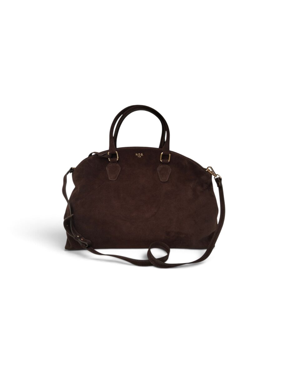 Borsa a mano in camoscio color cuba con doppio manico e tracolla n d b