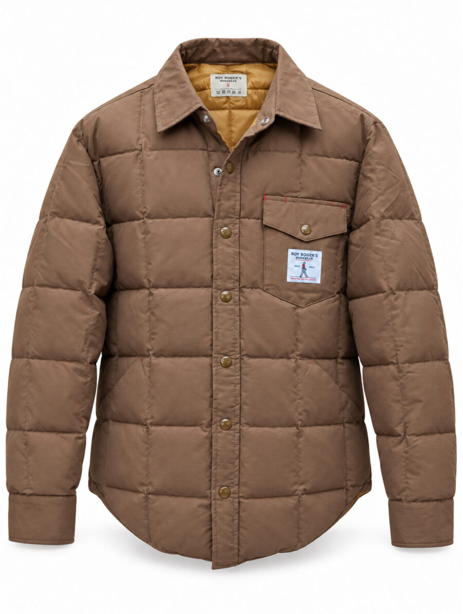 Overshirt imbottito marrone ROY ROGER'S WORKWEAR con chiusura a bottoni e tasca sul petto