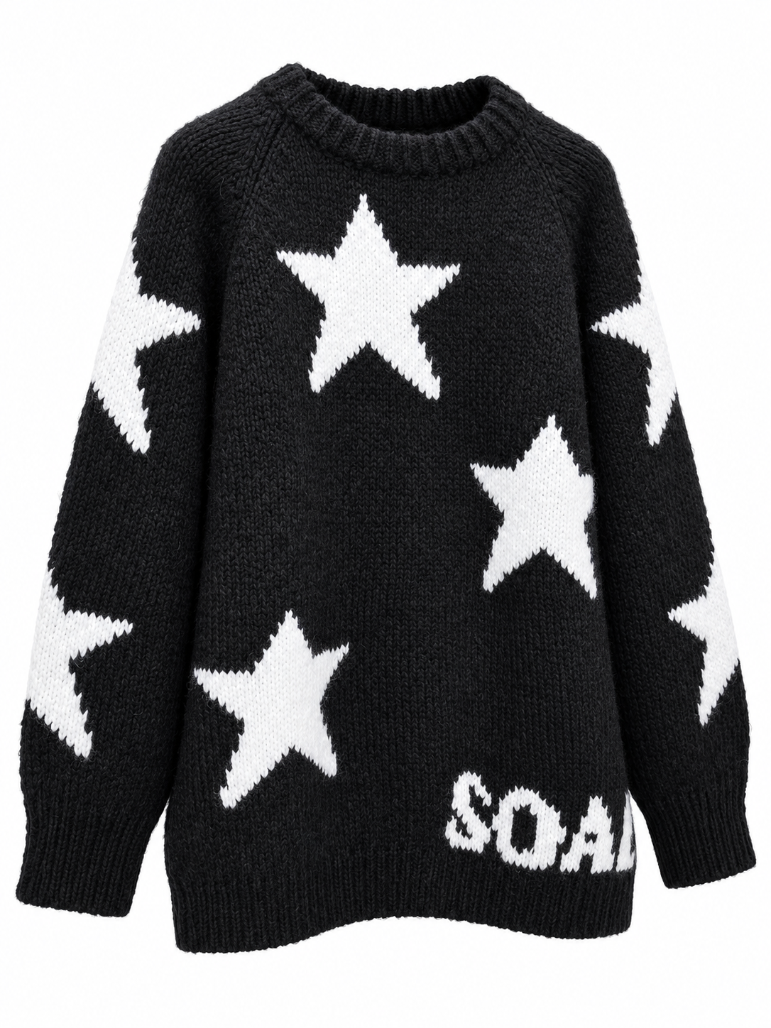 Maglia SOALLURE nera con stelle bianche e logo sul davanti in jacquard