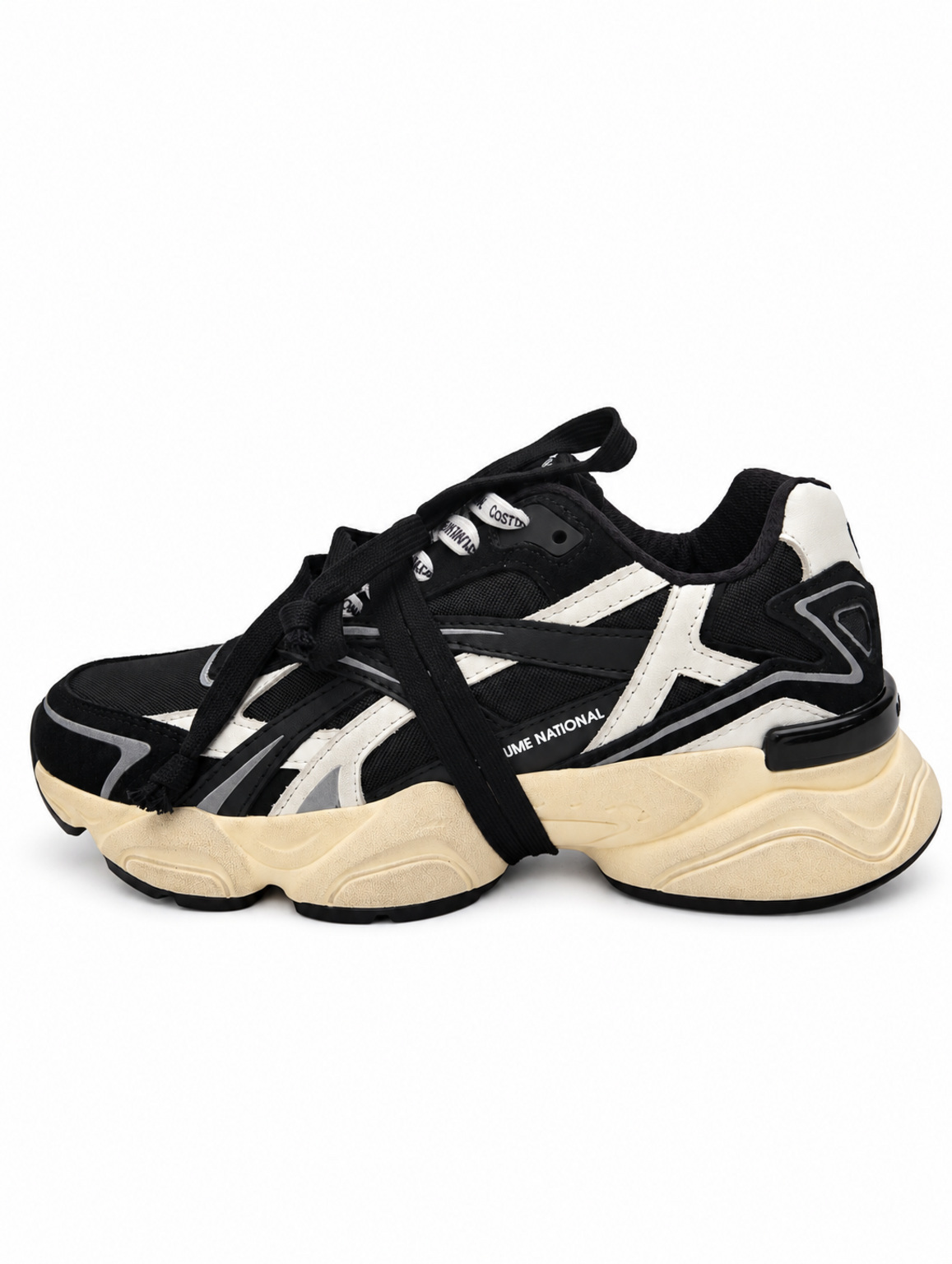 Scarpa nera e bianca con suola beige COSTUME NATIONAL vista laterale e posteriore
