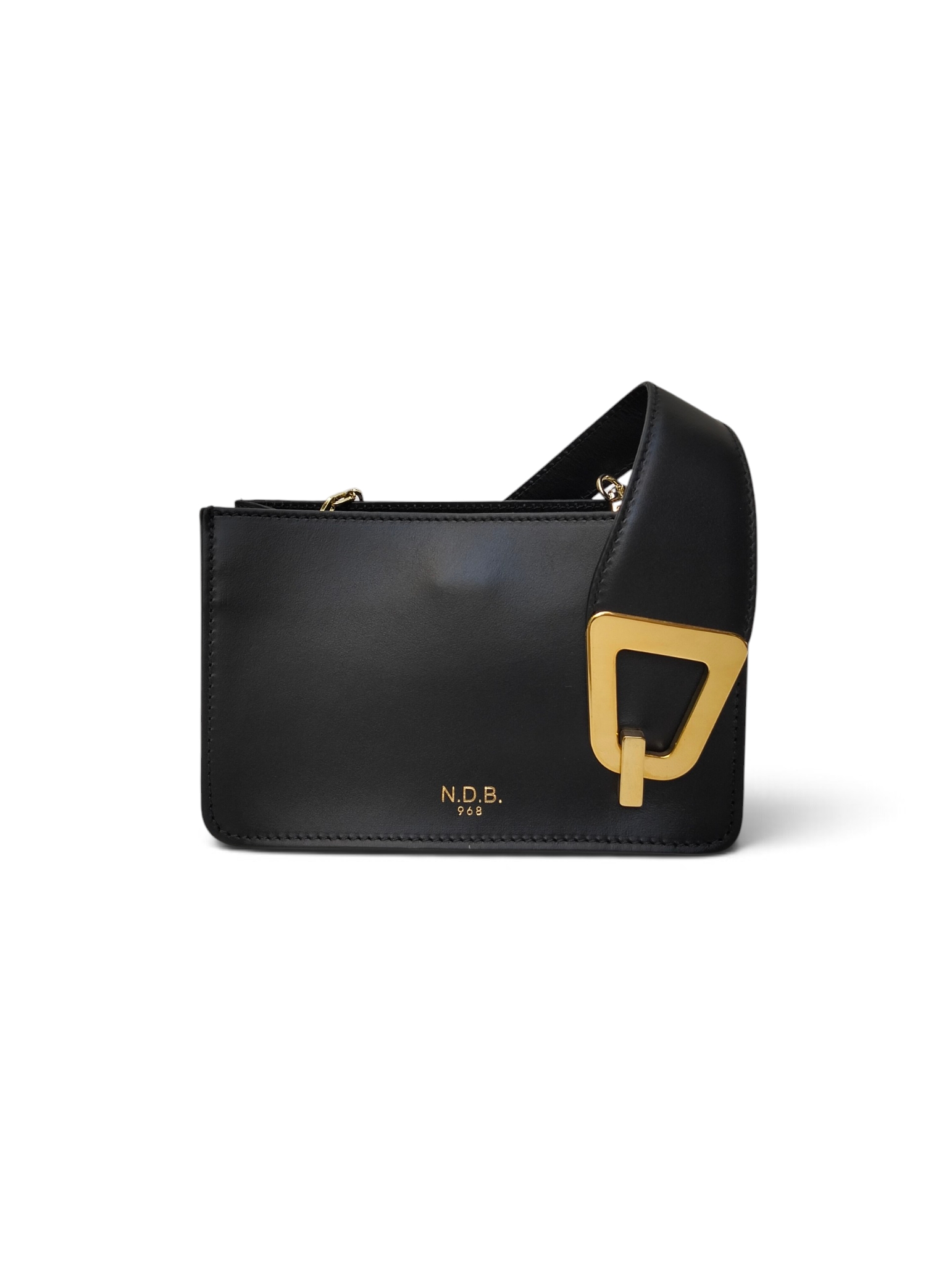 Mini borsa SOPHIE SMALL n d b in pelle eros effetto coccodrillo marrone con fibbia dorata e tracolla a catena dorata