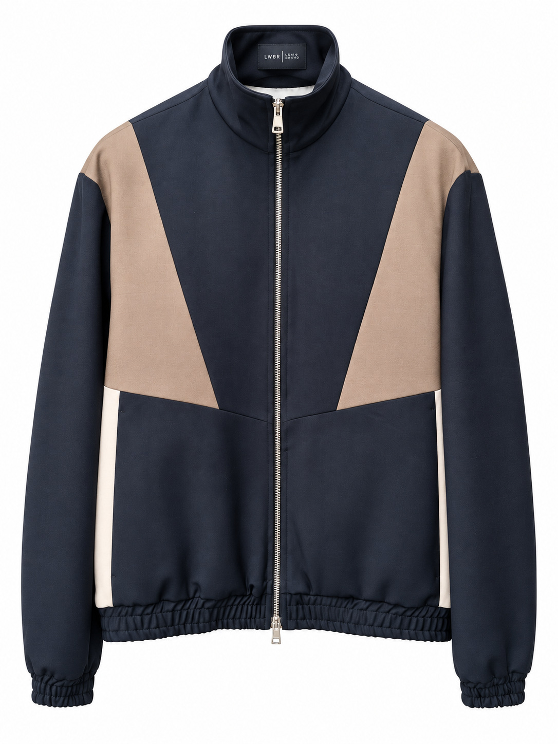 Giubbotto LOW BRAND jet black con dettagli beige, zip frontale e collo alto