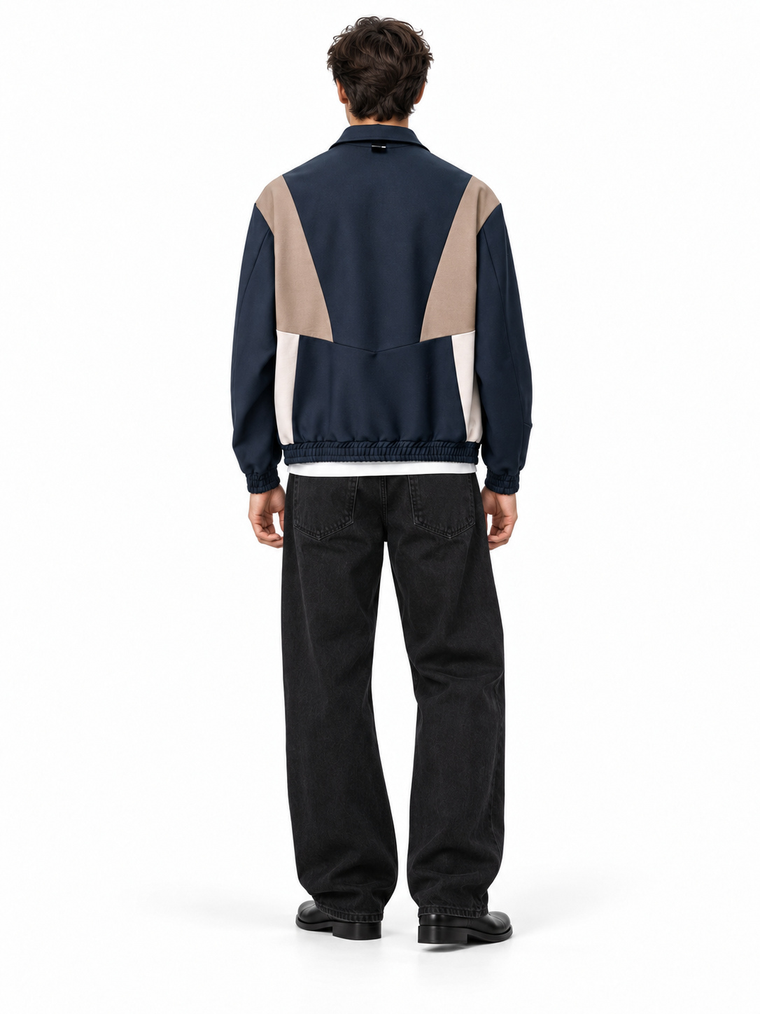 Giubbotto LOW BRAND jet black con dettagli beige, zip frontale e collo alto