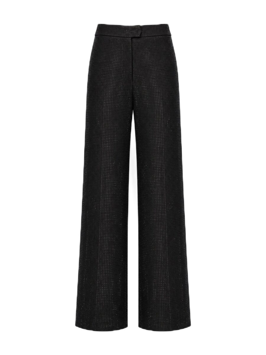 Pantaloni neri TWENTYFOURHAITCH modello Imarya con trama punctiforme e chiusura frontale con bottone