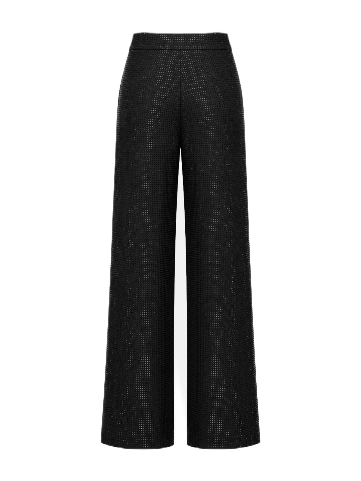 Pantaloni neri TWENTYFOURHAITCH modello Imarya con trama punctiforme e chiusura frontale con bottone